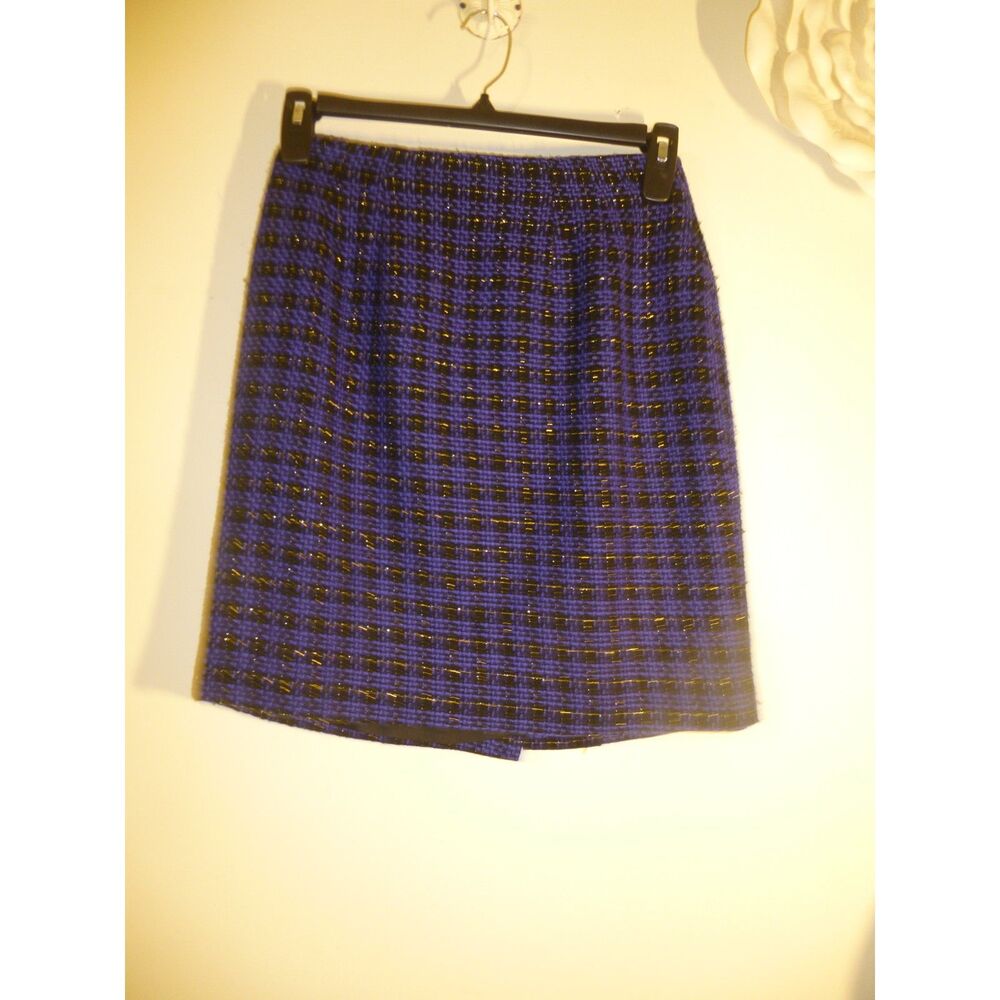 Vintage Gantos Bllue/gold/black Lined Skirt